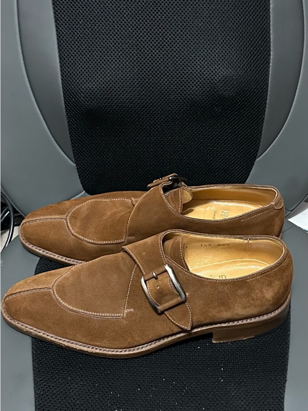 Men's Gravati Brown Suede Monk Strap Dress Shoes